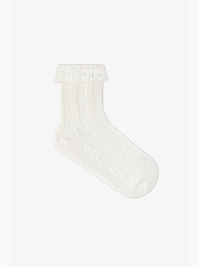 Meias pelo tornozelo de renda penti Branco - Kiabi