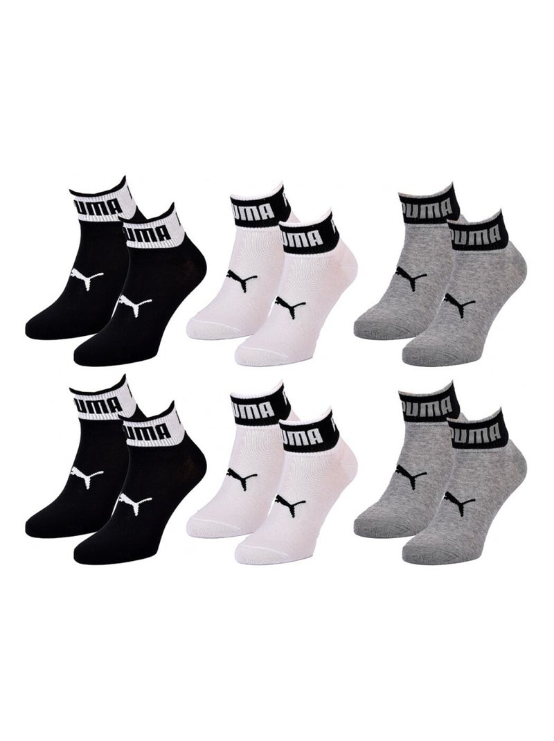 Meias quarter puma - pack de 6 Preto Branco Cinza - Kiabi