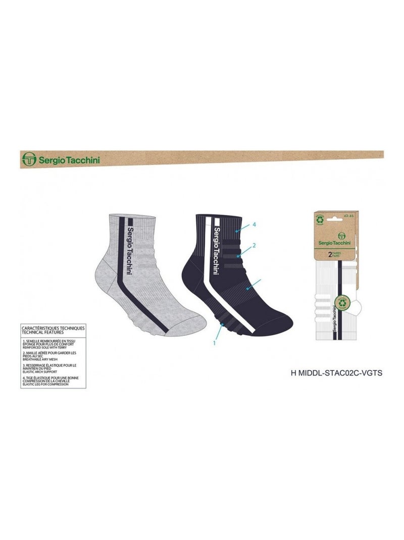 Meias QUARTER SERGIO TACCHINI Pack de 4 Pares Multicolorido - Kiabi