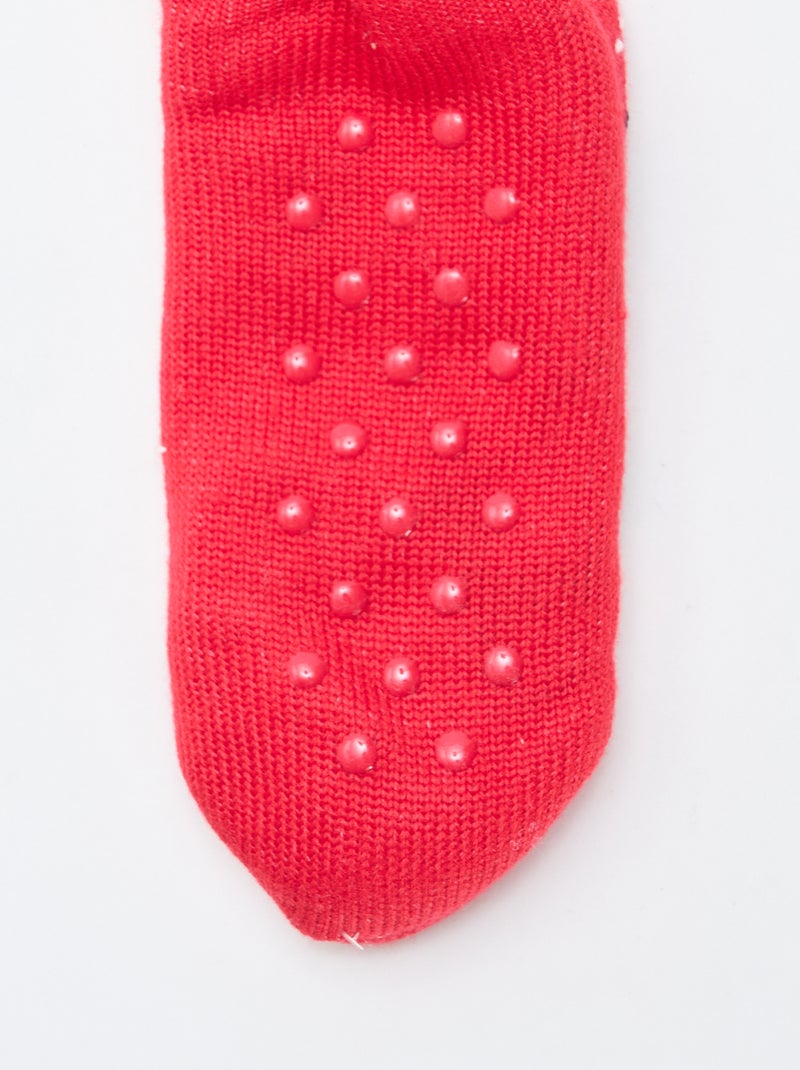 Meias quentes forradas antiderrapantes Vermelho - Kiabi
