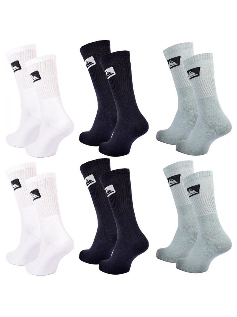 Meias quiksilver cushioned crew - pack de 6 Branco Preto Azul - Kiabi