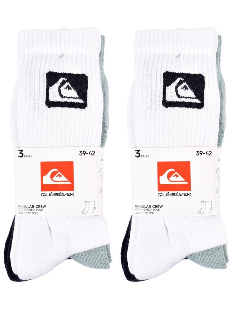 Meias quiksilver cushioned crew - pack de 6 Branco Preto Azul - Kiabi