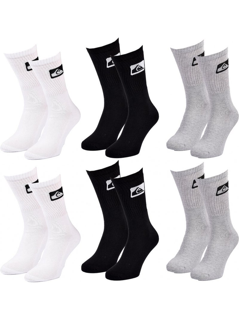 Meias quiksilver cushioned crew - pack de 6 Branco Preto Cinza - Kiabi