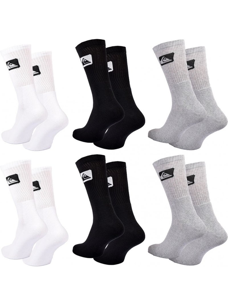 Meias quiksilver cushioned crew - pack de 6 Branco Preto Cinza - Kiabi