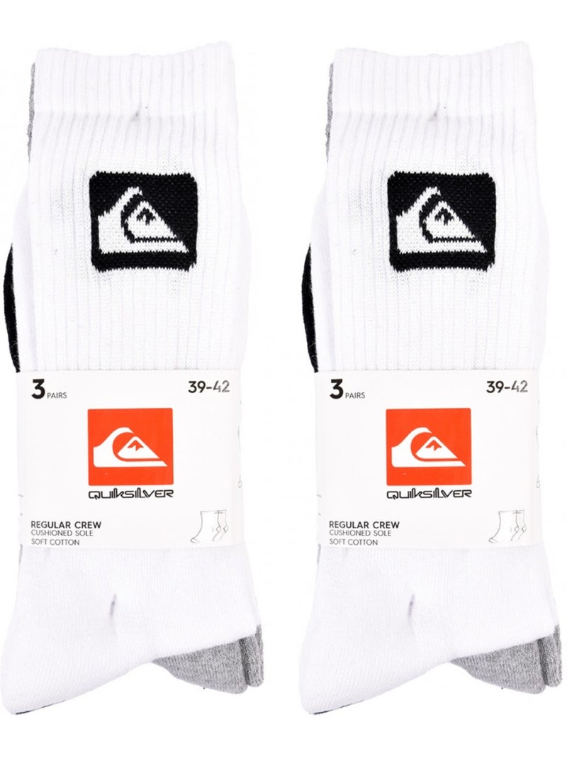 Meias quiksilver cushioned crew - pack de 6 Branco Preto Cinza - Kiabi