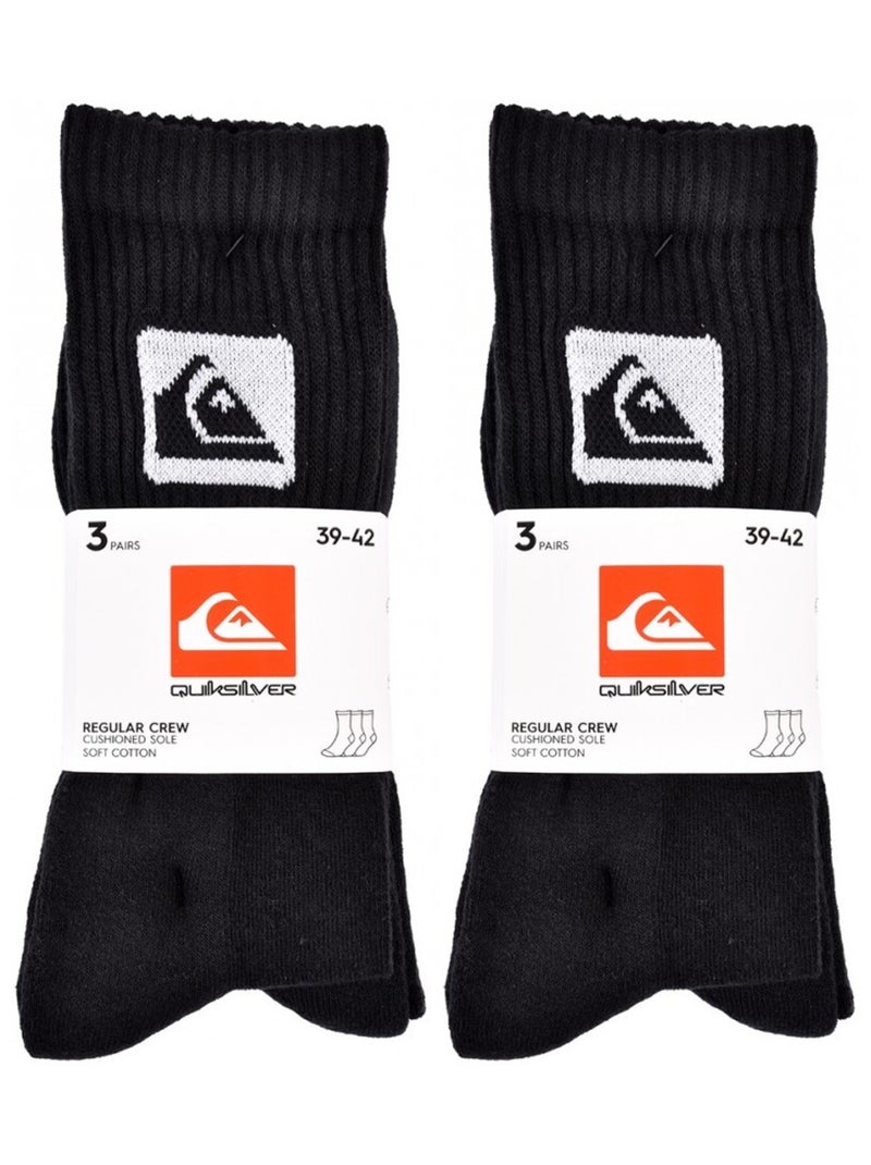 Meias QUIKSILVER CUSHIONED CREW - Pack de 6 Preto - Kiabi