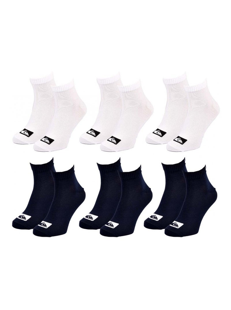 Meias quiksilver quarter - pack de 6 Branco Preto - Kiabi