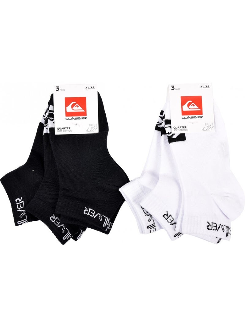 Meias quiksilver quarter - pack de 6 Branco Preto - Kiabi