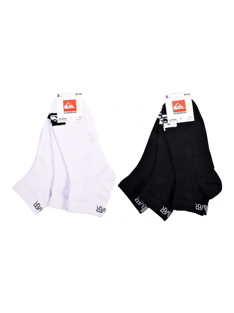 Meias quiksilver quarter - pack de 6 Branco Preto - Kiabi