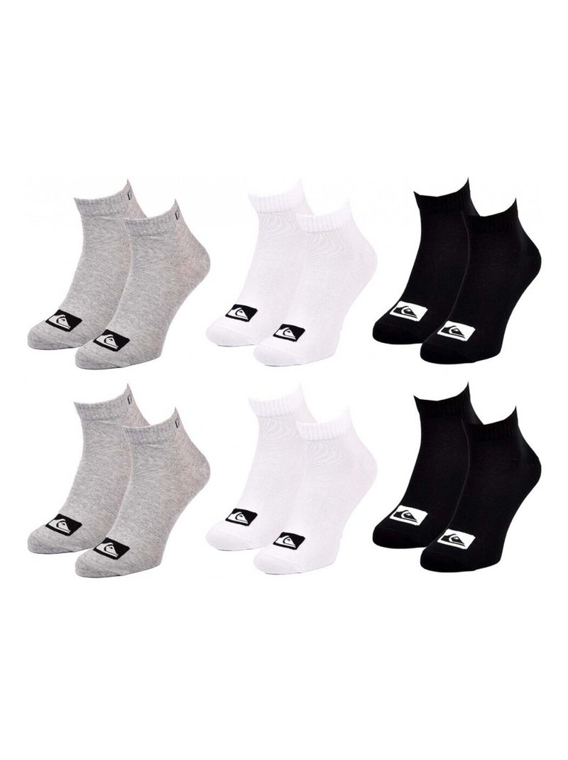 Meias quiksilver quarter - pack de 6 Cinza-branco preto - Kiabi