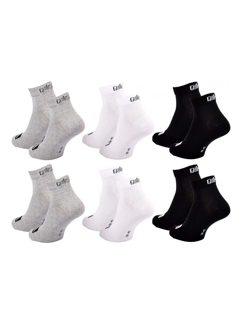 Meias quiksilver quarter - pack de 6 Preto Cinza Branco - Kiabi