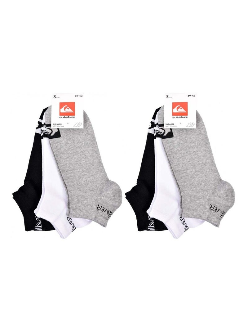 Meias quiksilver sneaker - pack de 6 Preto Cinza Branco - Kiabi