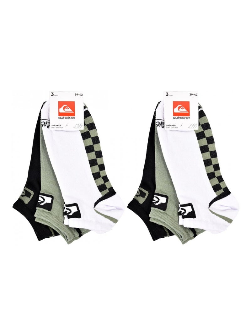 Meias QUIKSILVER SNEAKER - Pack de 6 Preto Verde Branco - Kiabi