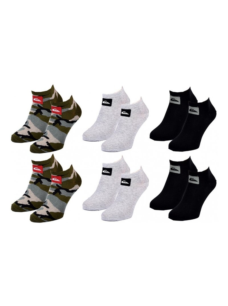 Meias QUIKSILVER SNEAKER - Pack de 6 Preto Verde-claro Branco - Kiabi