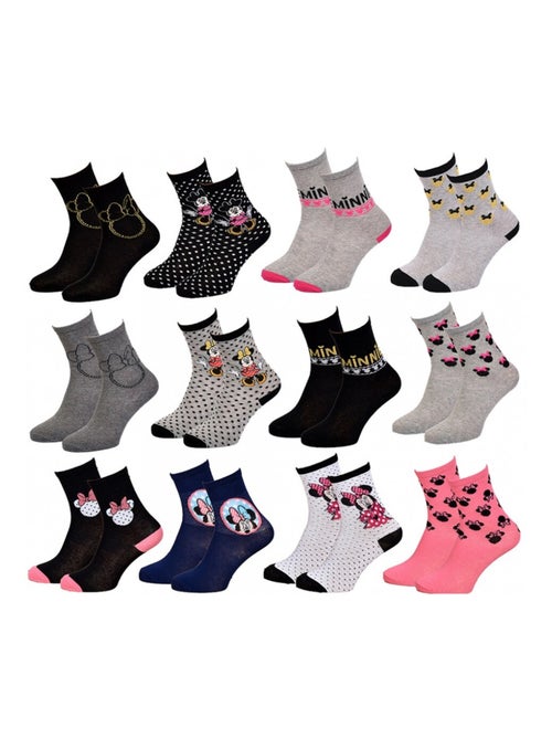 Meias Rapariga Licence PACK 12 PARES MINNIE - Kiabi Meias Rapariga Licence PACK 12 PARES MINNIE - Kiabi