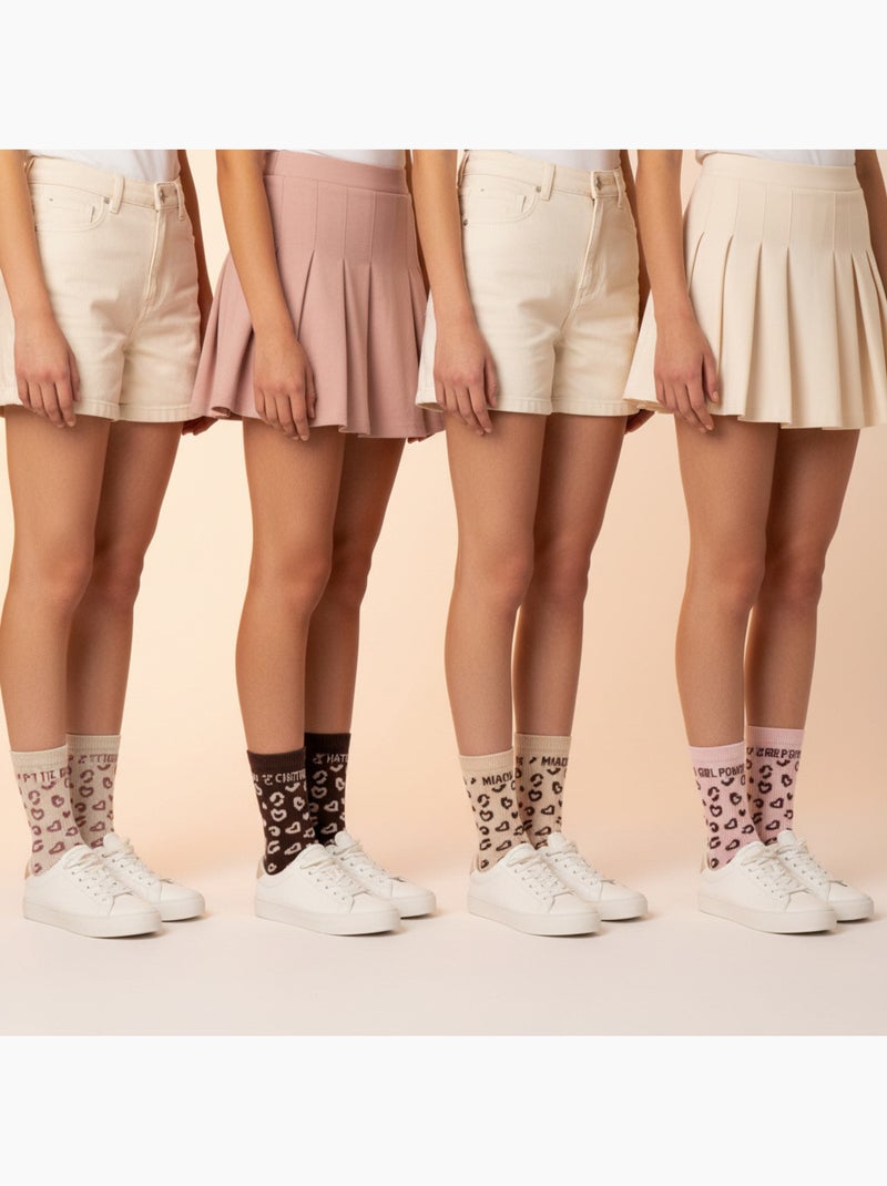 Meias rapariga padrão mensagem humorística ozabi pack de 8 pares Rosa/Multicolorido - Kiabi