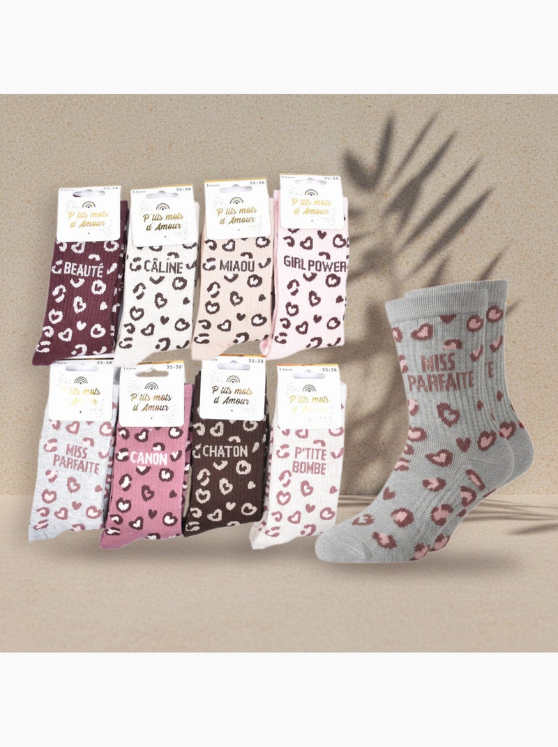 Meias rapariga padrão mensagem humorística ozabi pack de 8 pares Rosa/Multicolorido - Kiabi