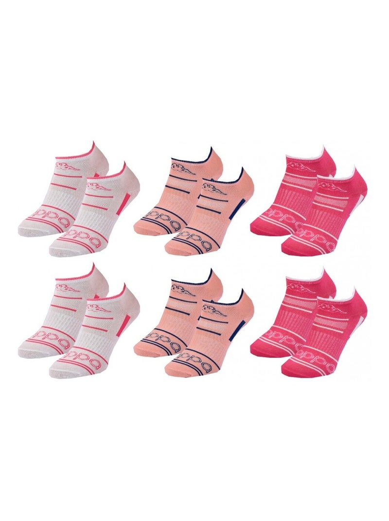 Meias Rapariga SNEAKER KAPPA - Pack de 6 Branco Rosa escuro - Kiabi