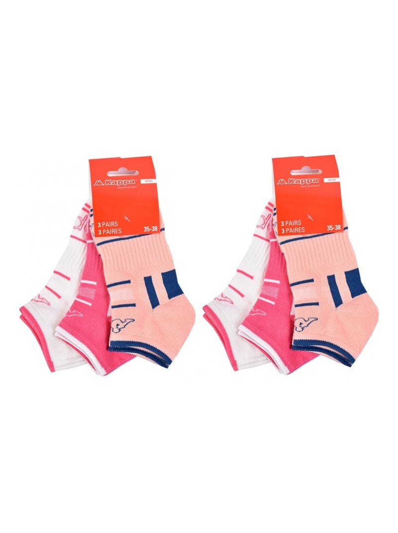 Meias Rapariga SNEAKER KAPPA - Pack de 6 Branco Rosa escuro - Kiabi