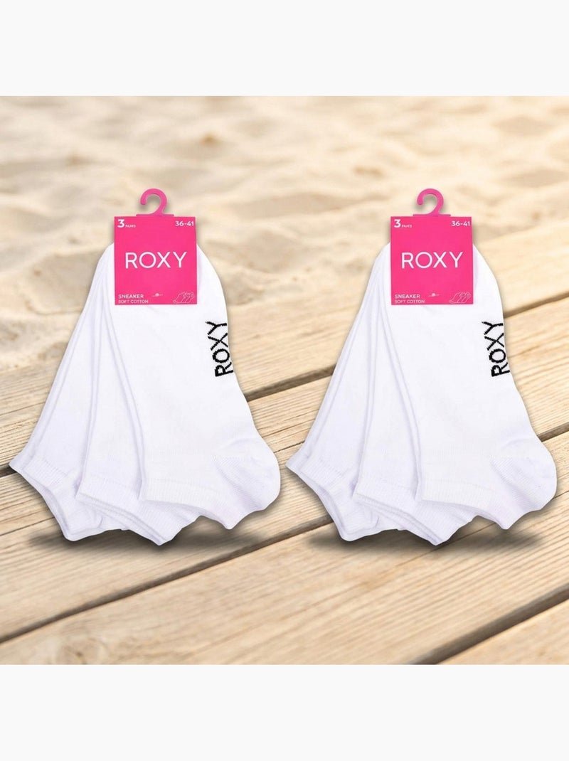 Meias rapariga sneaker pack 6 roxy - algodão respirante Branco - Kiabi
