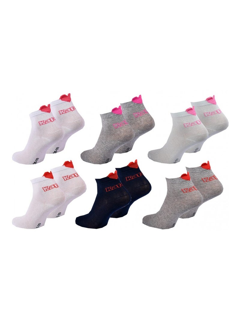 Meias Rapariga VILLE KAPPA - Pack de 6 Cinza-branco preto - Kiabi