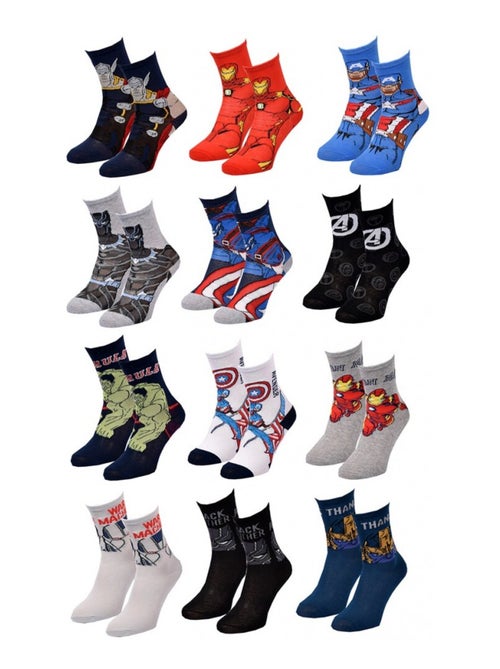 Meias Rapaz Licença PACK DE 12 PARES AVENGERS - Kiabi Meias Rapaz Licença PACK DE 12 PARES AVENGERS - Kiabi