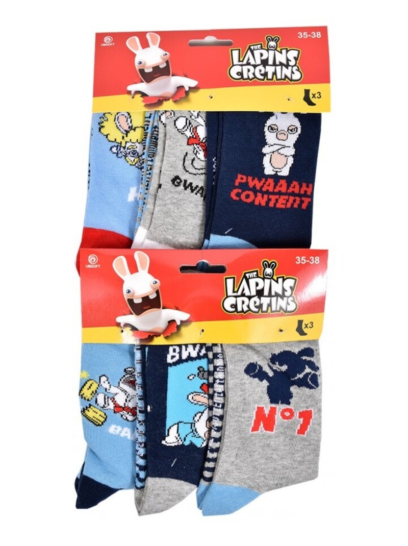 Meias Rapaz Licença PACK DE 12 PARES COELHOS MALUCOS Azul-cinza antracite Azul - Kiabi