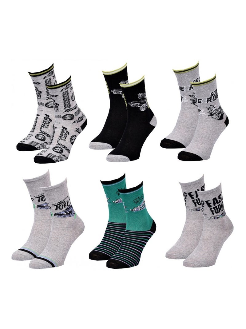 Meias Rapaz Licença PACK DE 12 PARES FAST AND FURIOUS Cinza-verde claro preto - Kiabi
