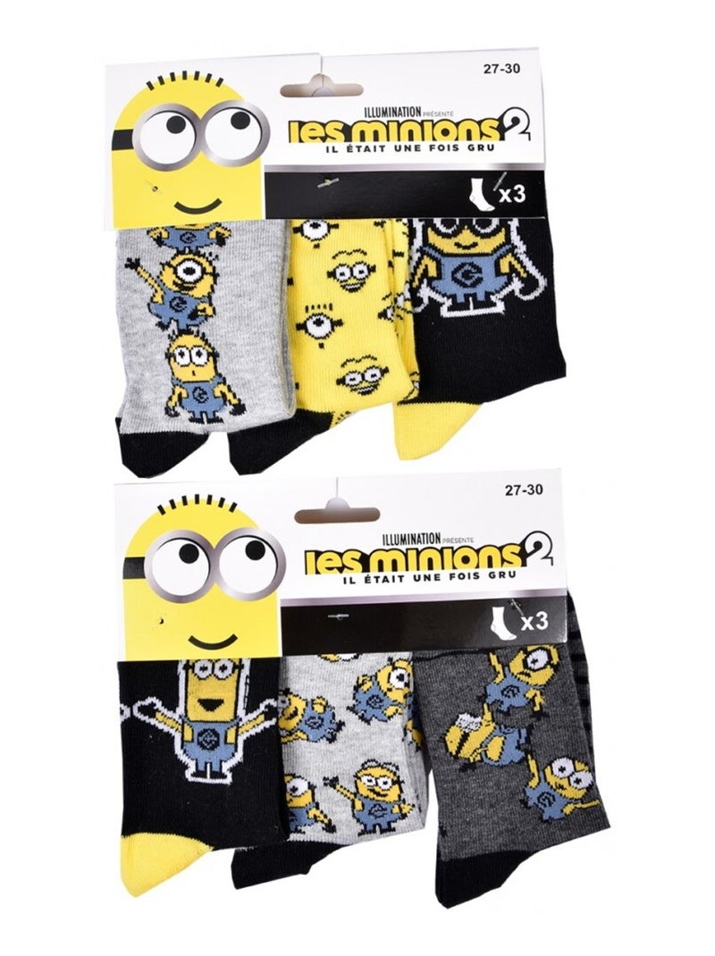 Meias Rapaz Licença PACK DE 12 PARES MINIONS Preto Amarelo Cinza - Kiabi