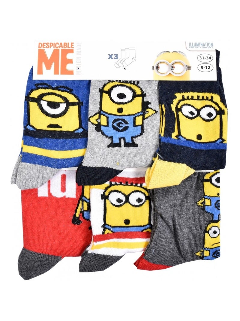 Meias Rapaz Licença PACK DE 12 PARES MINIONS Preto Amarelo Cinza - Kiabi