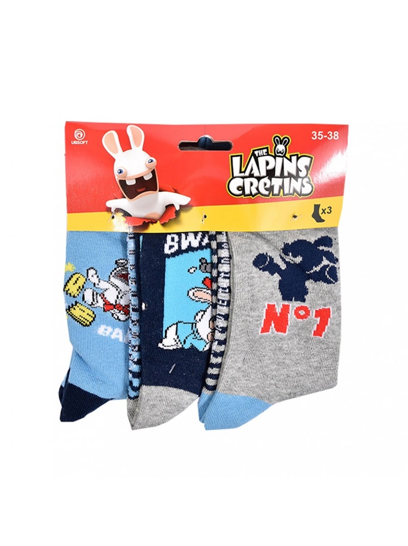 Meias Rapaz Licença PACK DE 3 PARES Preto Azul-céu - Kiabi