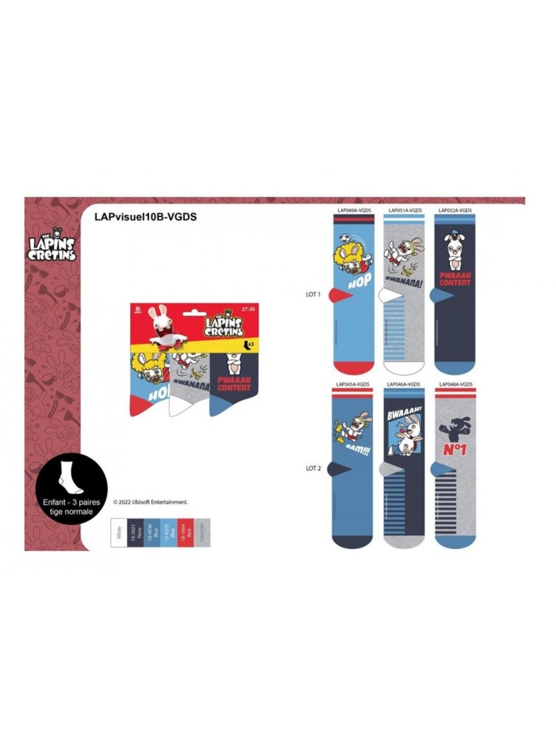 Meias Rapaz Licença PACK DE 3 PARES Preto Azul-céu - Kiabi