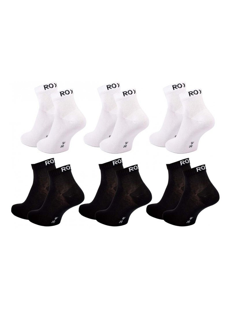 Meias roxy quarter - pack de 6 Branco Preto - Kiabi