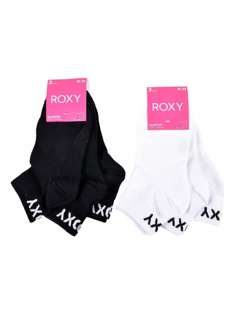 Meias roxy quarter - pack de 6 Branco Preto - Kiabi