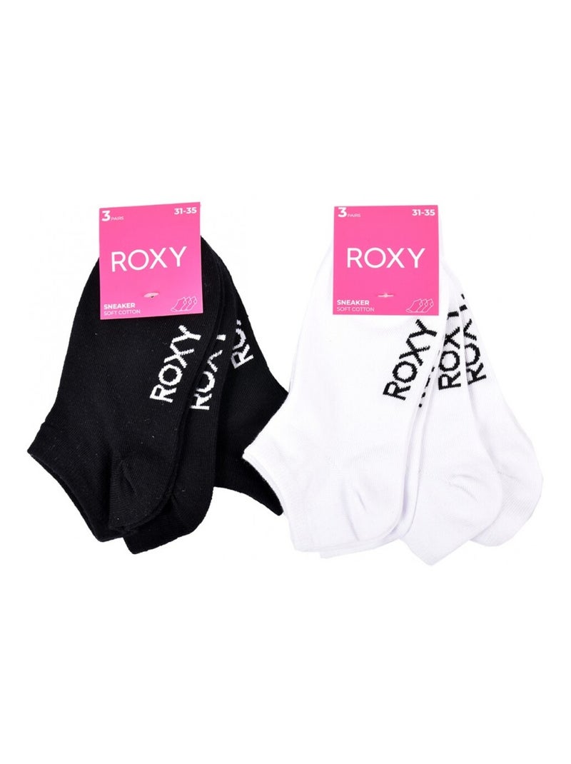 Meias roxy sneaker - pack de 6 Branco Preto - Kiabi