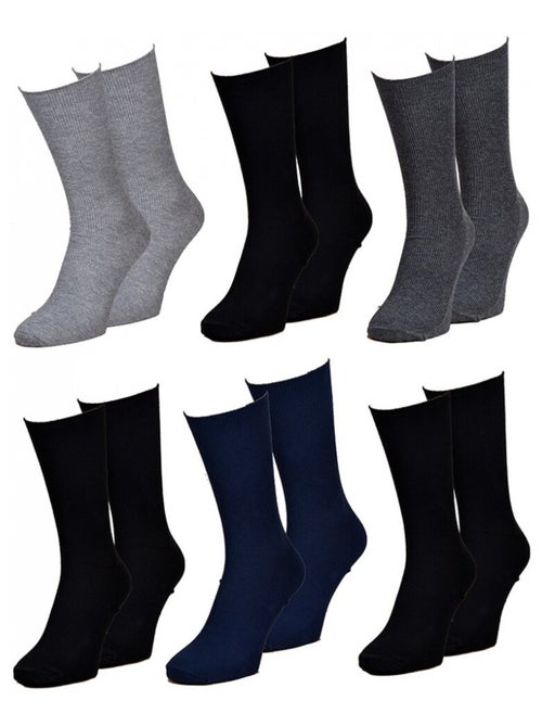 Meias sem elástico homem pernas sensíveis - pack de 6 - Kiabi Meias sem elástico homem pernas sensíveis - pack de 6 - Kiabi