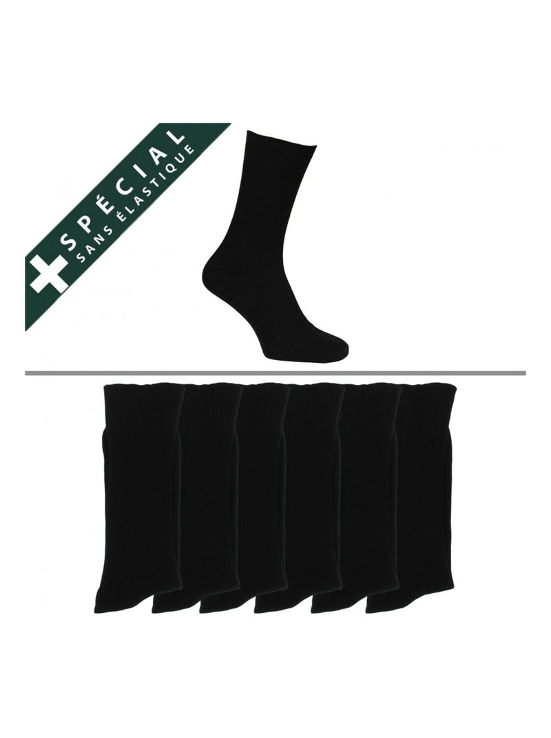 Meias sem elástico homem pernas sensíveis - pack de 6 Preto - Kiabi