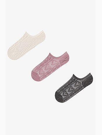 Meias sneaker em par de algodão jacquard espiral penti