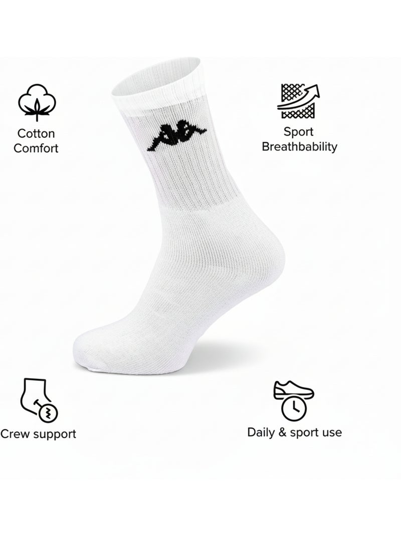 Meias SPORT KAPPA CREW - Pack de 3 Pares Branco - Kiabi