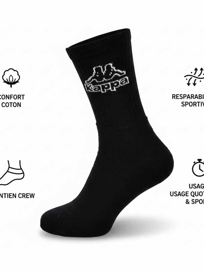 Meias SPORT KAPPA CREW - Pack de 6 Pares Preto - Kiabi