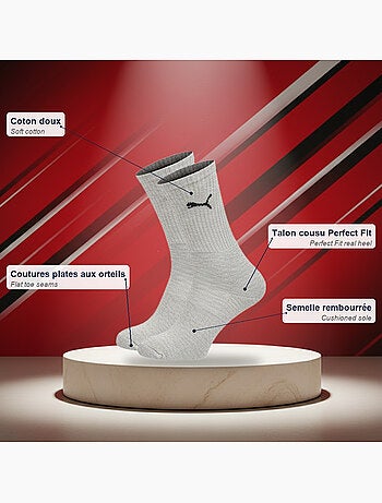 Meias unissexo puma pack 6 pares - algodão macio, calcanhar cosido