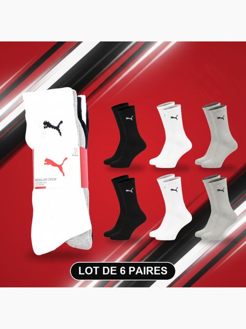 Meias unissexo puma pack 6 pares - algodão macio, calcanhar cosido - Kiabi Meias unissexo puma pack 6 pares - algodão macio, calcanhar cosido - Kiabi