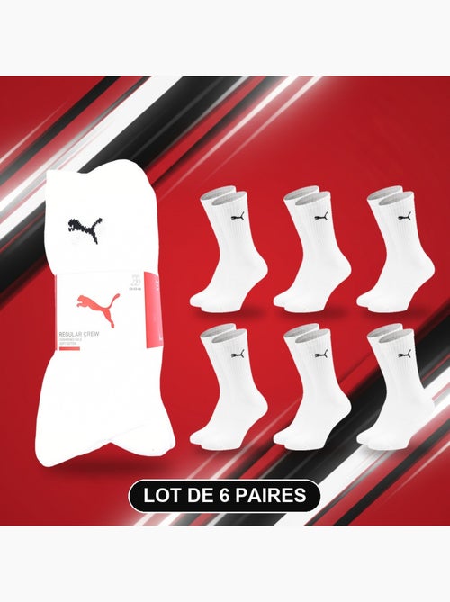 Meias unissexo puma pack 6 pares - algodão macio, calcanhar cosido - Kiabi Meias unissexo puma pack 6 pares - algodão macio, calcanhar cosido - Kiabi