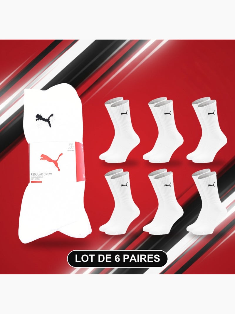 Meias unissexo puma pack 6 pares - algodão macio, calcanhar cosido Branco - Kiabi