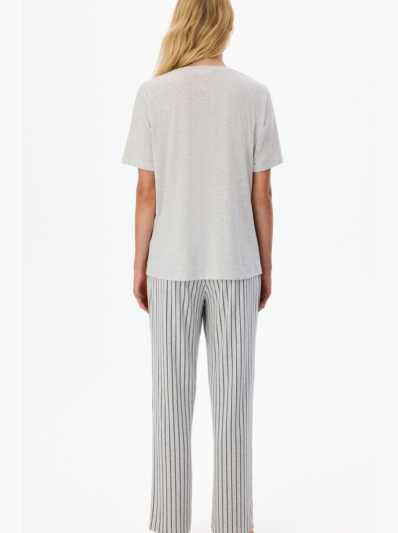 Melange mama confortável day pijama às riscas de manga curta penti Cinza-branco - Kiabi