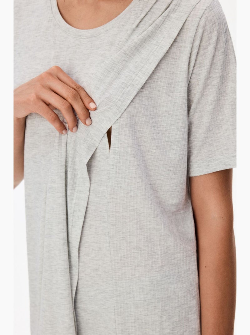 Melange mama confortável day pijama às riscas de manga curta penti Cinza-branco - Kiabi