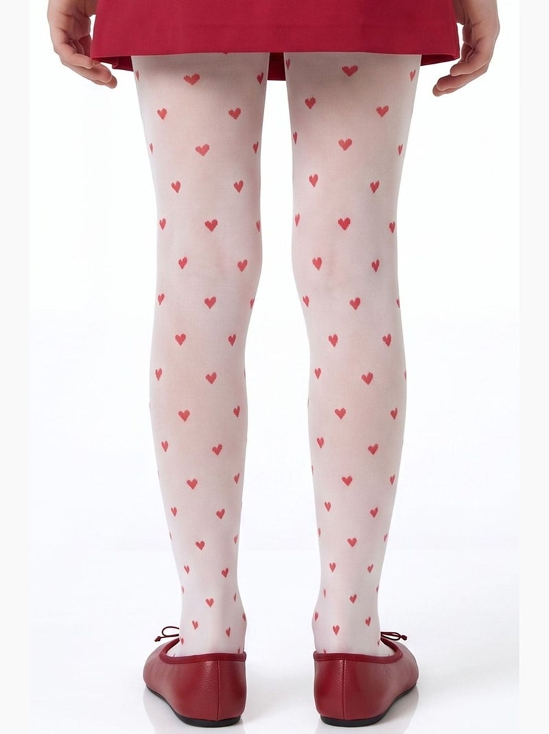 Menina little heart collants com padrão de corações penti Branco Vermelho - Kiabi