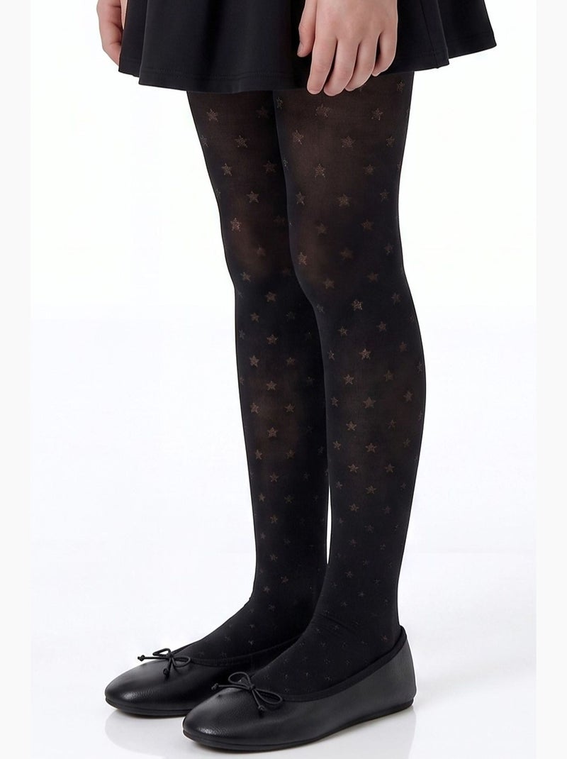 Menina mini star collants de rede às bolinhas penti Preto - Kiabi