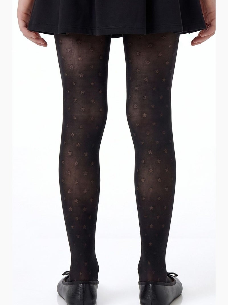Menina mini star collants de rede às bolinhas penti Preto - Kiabi