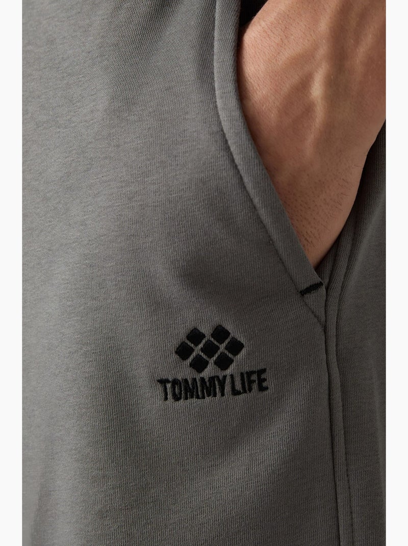 Men's calções cargo de perna larga tommy Cinza-preto - Kiabi